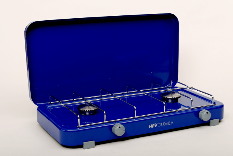 Plynový sporák Rumba s koncovým bezpečnostným zariadením, 2 horáky - modrý - 50 mbar</p>