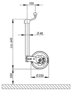 Nosné koleso 230 x 80 - Oceľové ráfiky - Gumové pneumatiky - S indikátorom nosnosti</p>