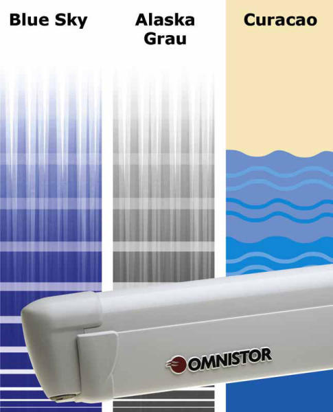Markíza Omnistor 8000 so sklopným ramenom a 275cm predĺžením Br.6m Aljaška sivá, strieborný kryt
