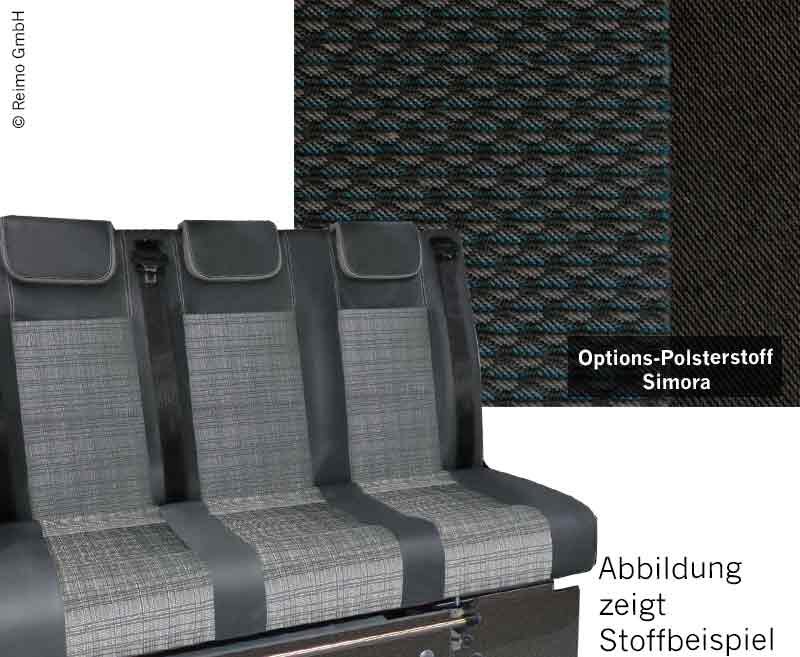 Spacie sedadlo VW T6 Trio Style V3000 veľkosť 10, 3-miestne, Simora T6 s volantom na pravej strane