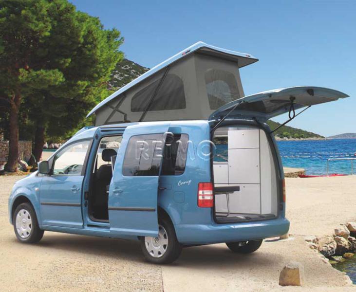 Kempingová posteľ so sklopnou lavicou pre VW CADDY Maxi & Camp, rok výroby 8/2010 až 8/2020