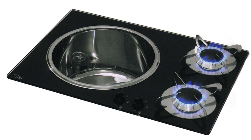 Hotplate-sink combination 2 flames