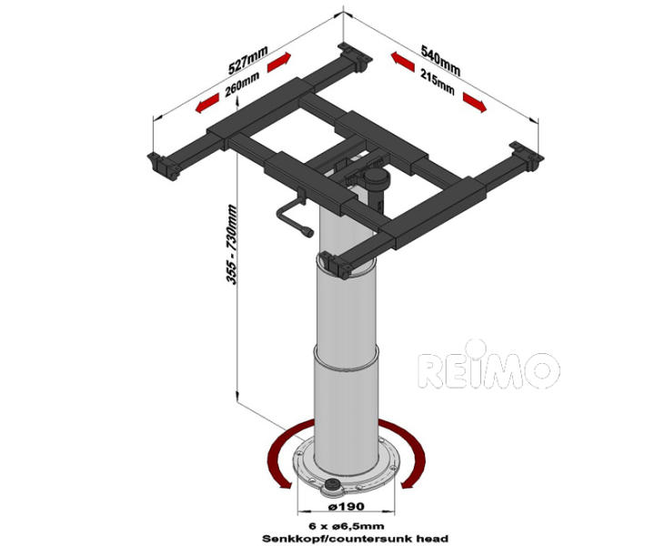 Jednostĺpový zdvihací rám 355–730 mm – zdvih 375 mm