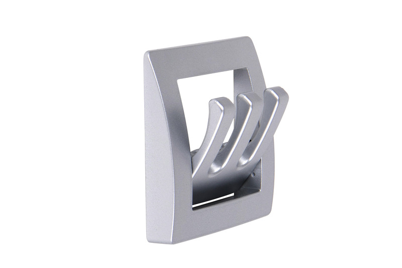 Vešiak na kabáty matný strieborný 1 kus, výsuvný, 3 háčiky