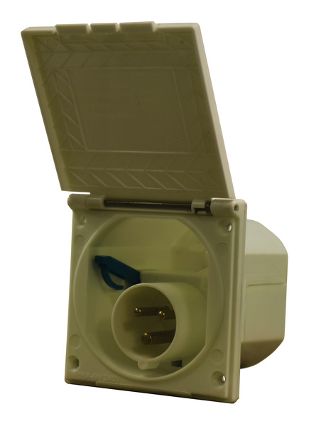 Zásuvka CEE, béžová, štvorcový kryt