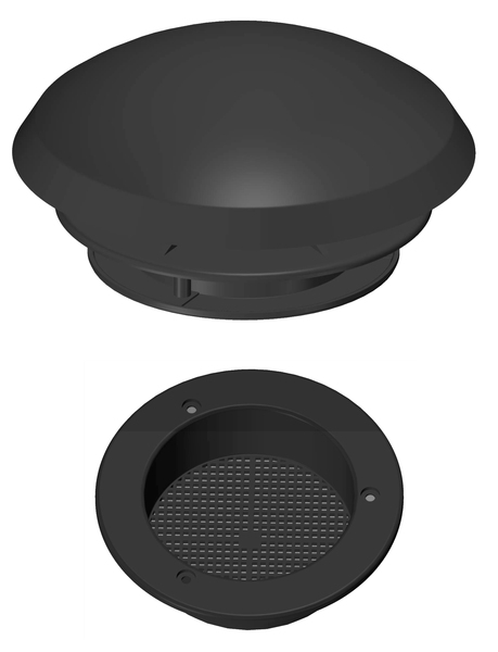 Hubový ventilátor ⌀ 190 mm s sieťkou proti hmyzu – otvor v streche ⌀ 110 mm – čierny