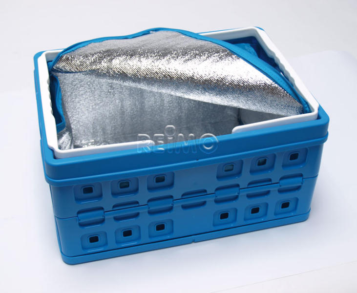 Skladací box 32 l s chladiacou taškou, modro-biely