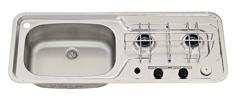 Drez/ sporák 800x320 2-horák piezo drez z nerezovej ocele vľavo 30mbar