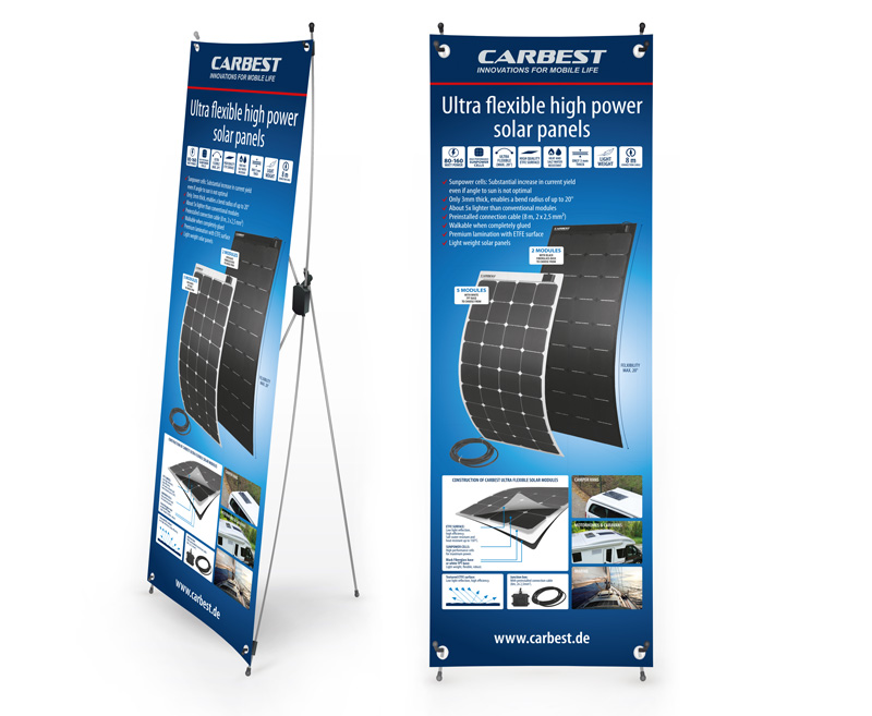 Carbest X-Banner - Motív: Solárny panel, anglicky, Veľkosť: 60x180cm