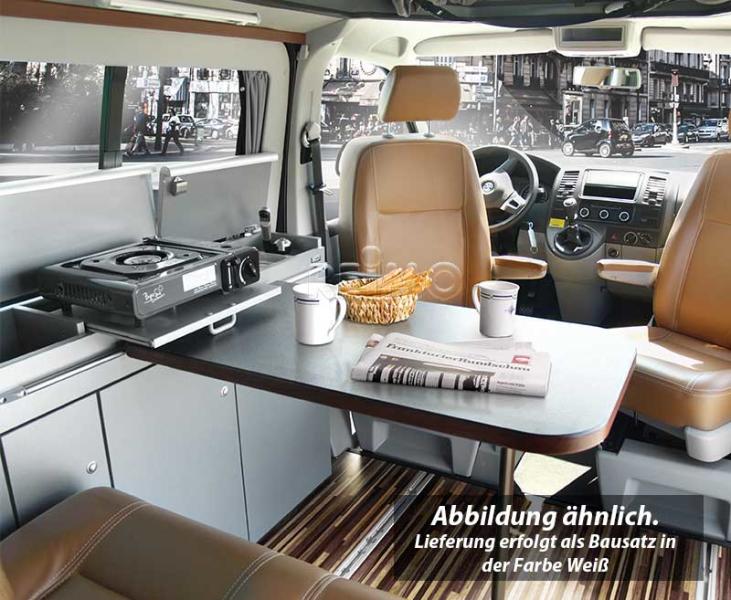 Séria nábytku CityVan, biela s vysokým leskom pre VW T6/5 s krátkym rázvorom
