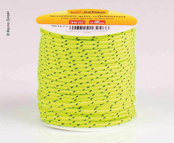 Napínacia šnúra zelená 50m ĂĽn 3mm, reflexná
