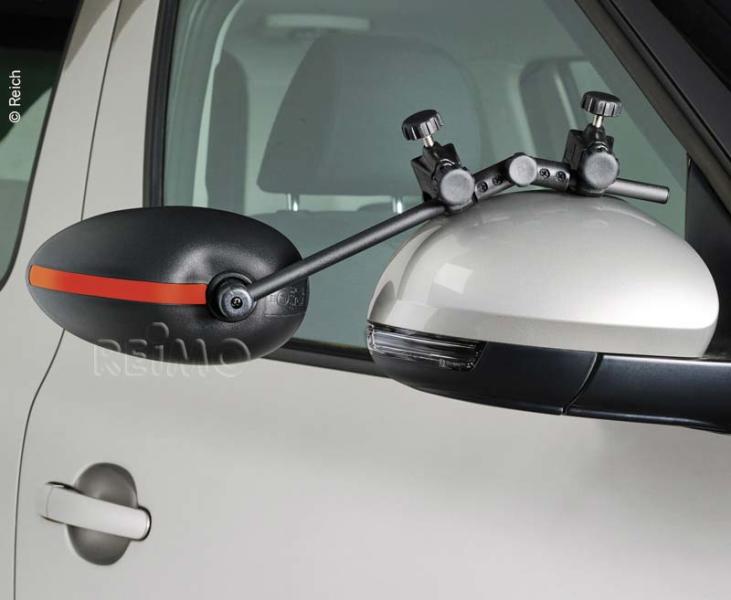 Zrkadlo pre karavan s farebnými bezpečnostnými pruhmi