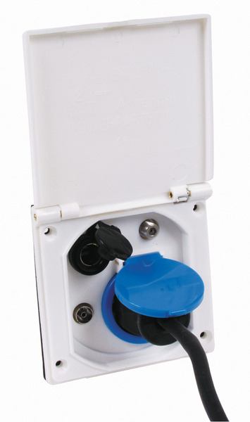 Externá zásuvka Quattro - biela - 12 V / 230 V</p>