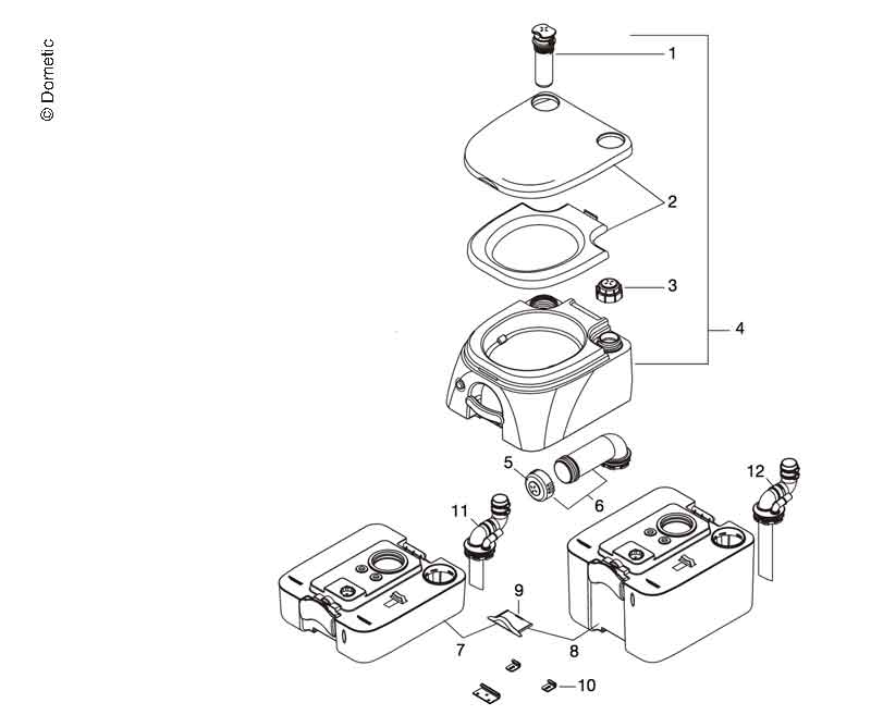 Nádrž na odpadovú vodu pre kempingové WC Dometic 972/974