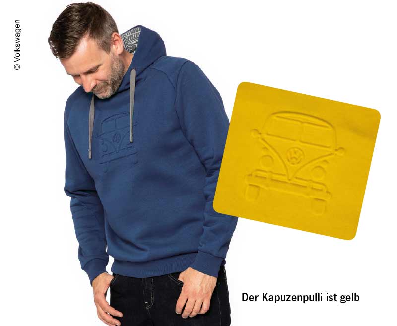 Mikina VW Bulli, veľkosť S, žltá, 65% bavlna/35% polyester