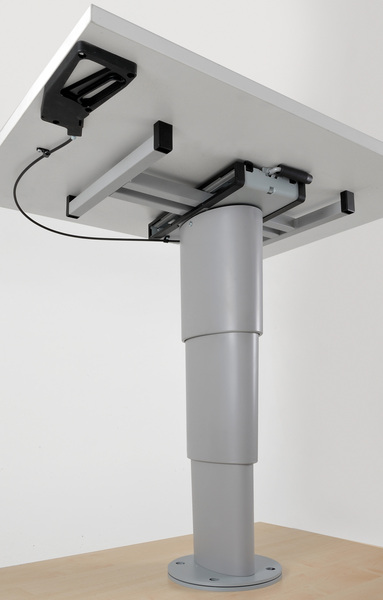 Jednostĺpový zdvíhací stôl Primero Comfort – výška 350 – 710 mm – striebornosivý