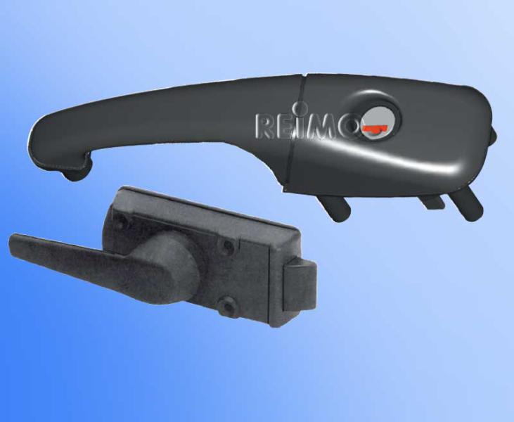 Zámok dverí CARAVAN pravý, bez cylindrickej vložky + kľúč čierny