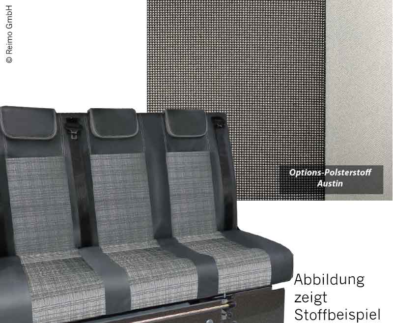 Spacie sedadlo VW T5 Trio Style V3000, veľkosť 10, 3-miestne, Austin T5, 2 výmenníky tepla