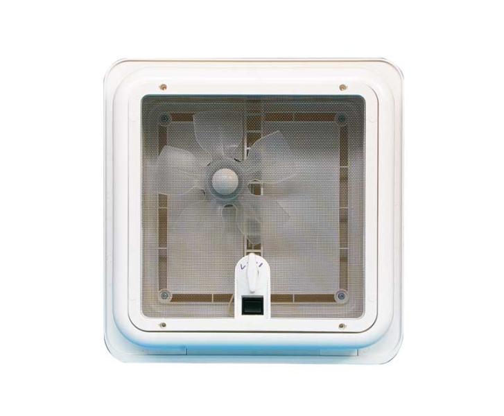 Kryt strechy s kľukovým mechanizmom Fiamma Vent 28 x 28 cm s 12-voltovým ventilátorom