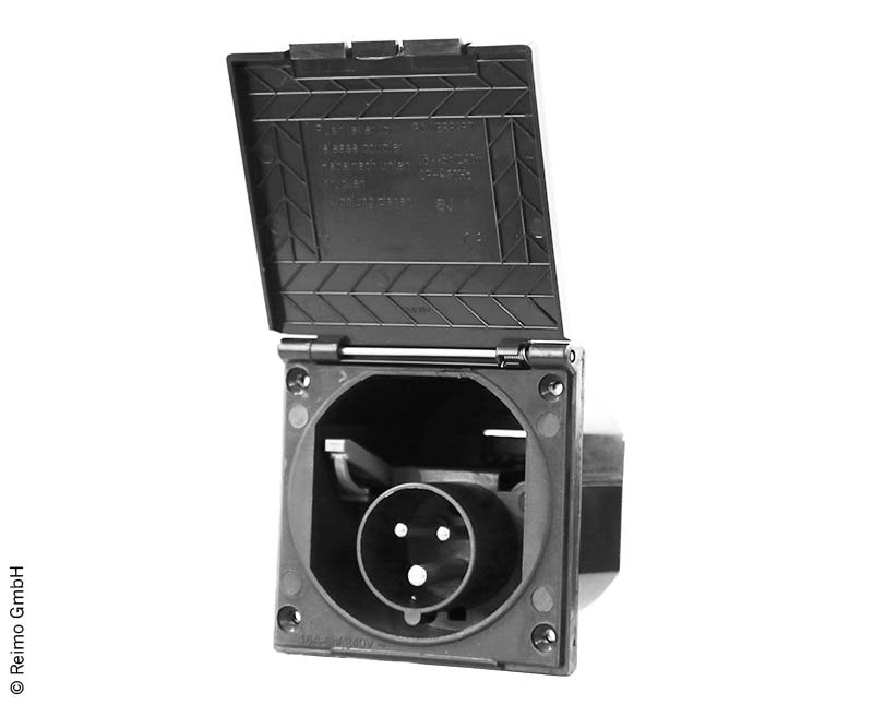 Zásuvka CEE, okrúhla, antracitová