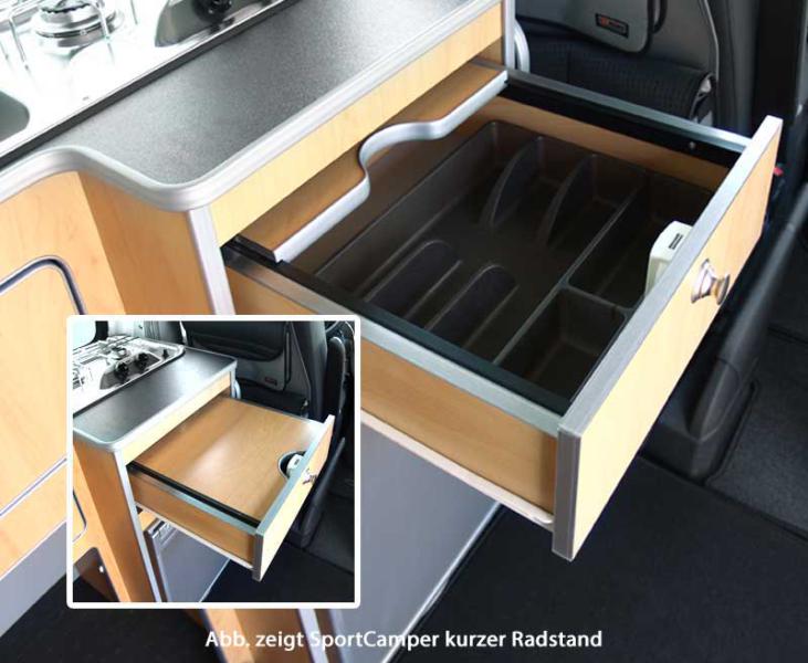 Séria nábytku – prefabrikovaný diel pre VW T5/T6 s dlhým rázvorom – Sportcamper