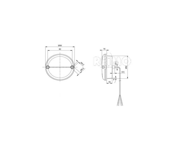 LED brzdové a zadné svetlo 12 V, 3/3/0, 3 W, IP67, kábel 500 mm, červené