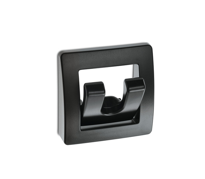 Háčik na kabát / Nástenný háčik čierny matný - Posuvný balený v blistri</p>