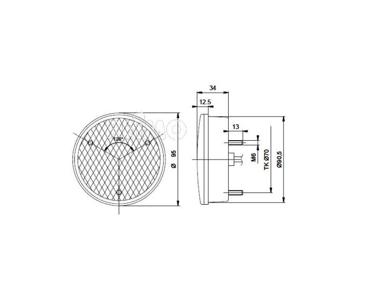 LED blikačka Kat. 1+2, 12 V, 3 W, IP67, kábel 500 mm, číra