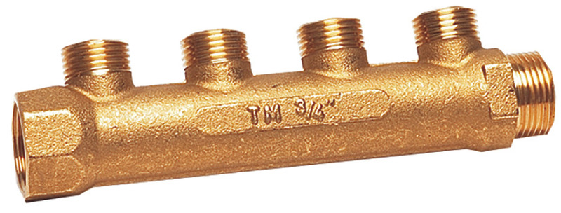 Mosadzný rozdeľovač čerstvej vody so 4 výstupmi</p><br></p>