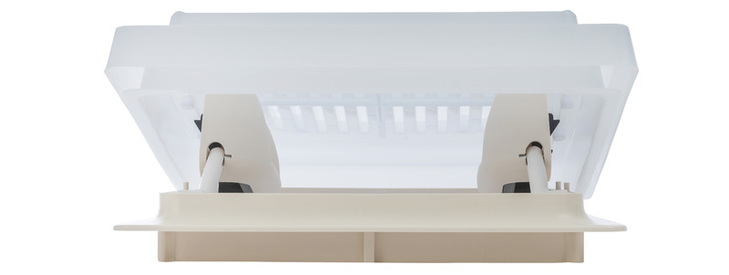 Strešný okienko s sieťkou proti komárom 280 x 280 mm – matné sklo – vnútorný rám v béžovej farbe