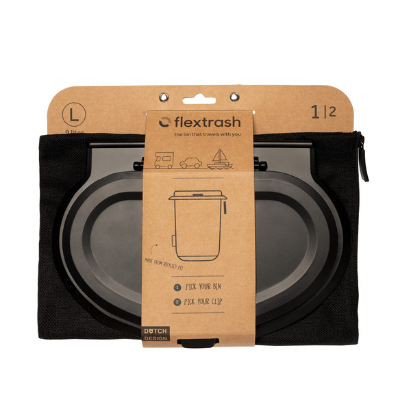Odpadkový kôš Flextrash, 3 l, čierny, biologicky rozložiteľný materiál