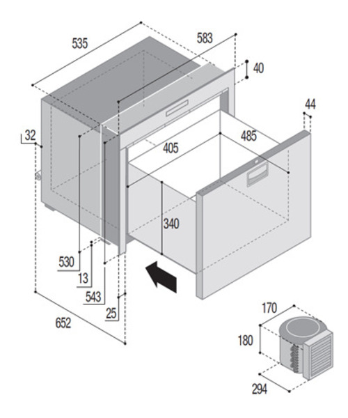 Jednozásuvková chladnička DW100 OCX2RFX - 95 l</p>