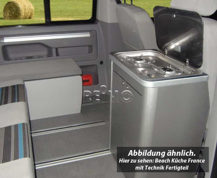 Kuchyňa France, lesklá čierna – kuchynský modul pre VW T6/5 California Beach s technickým vybavením