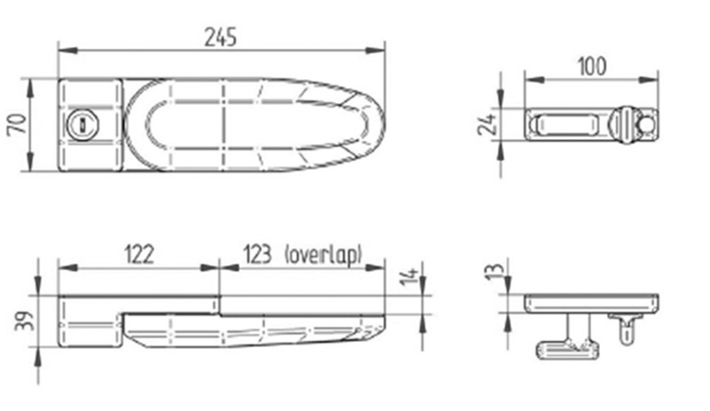 Zámok dverí Inside-Out Lock G2; pre dvere nadstavby