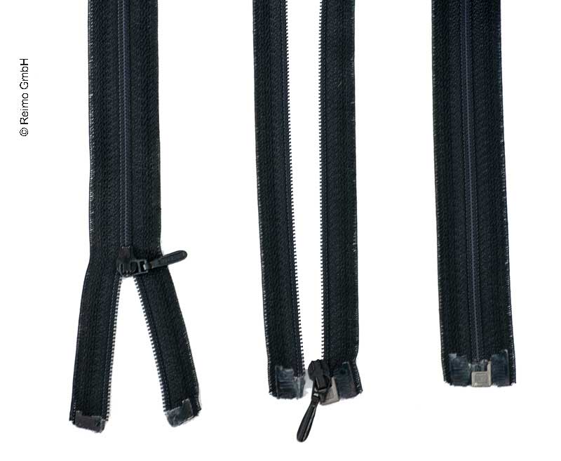 Zips 90 cm, deliteľný – s odopínateľnými háčikmi, čierny, plastový