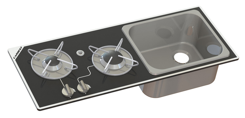 Kombinovaná varná doska a drez - 2-platnička s bezpečnostným sklom</p>