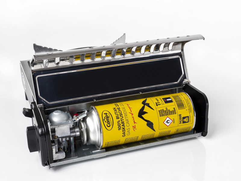 Plynový sporák na kartuše Camp4 s bezpečnostným zariadením GOURMET, nerezová oceľ</p>