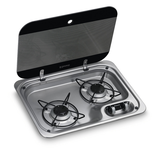 Plynová varná doska s 2 horákmi z nehrdzavejúcej ocele a plynovým krytom HBG2335