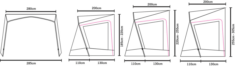 Slnečná strieška TECH-LINE Canopy Highline 280 × 240, výška 255–305 cm