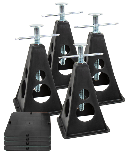 Brace plastic - 4 pieces, black, height 30-42cm, incl. plates