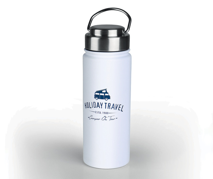 Cestovná vákuová fľaša Holiday – nerezová oceľ – 500 ml – biela