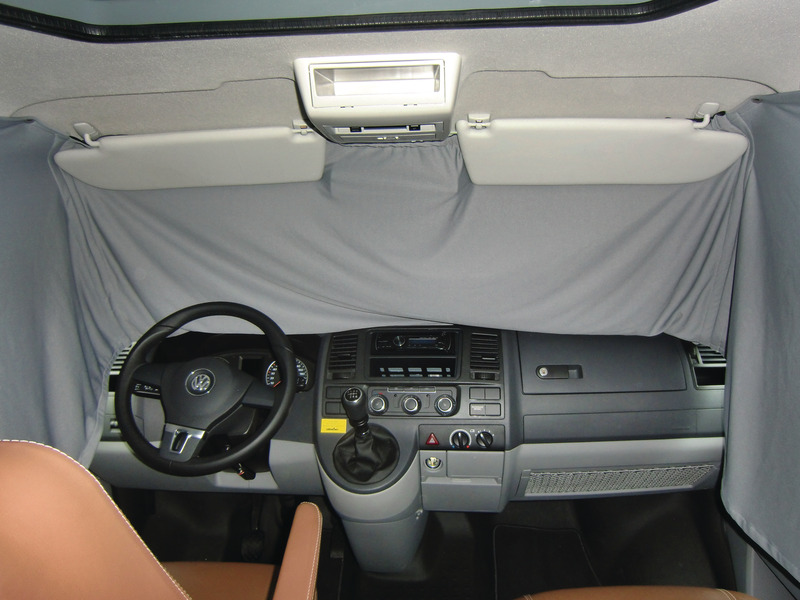 VW T5 driver's cab visual protection curtain grey, one piece from model year 200