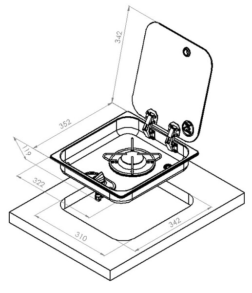 Varná doska z nehrdzavejúcej ocele so sklom ASO - 1 horák
