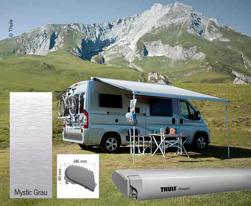 Súprava markízy Omnistor 6300 4 m, eloxovaný kryt, krytky: sivé