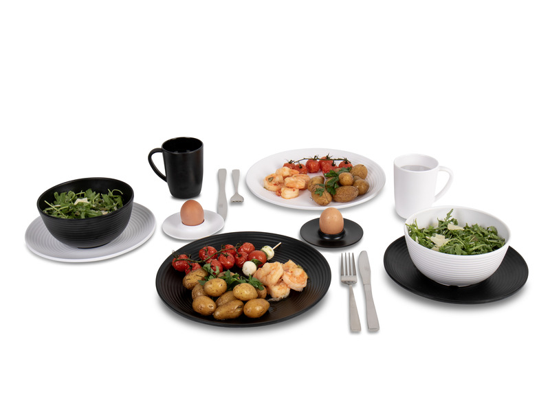 Melamínová súprava riadu Lund - 16 kusov - čierna</p>