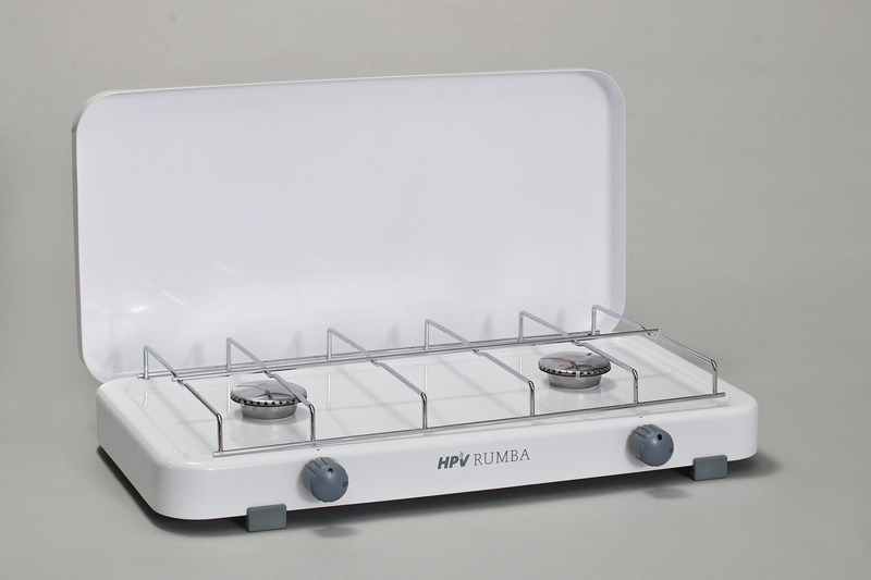 Plynový sporák Rumba s piezoelektrickým a koncovým bezpečnostným zariadením, 2-platnička - biely - 50 mbar</p>