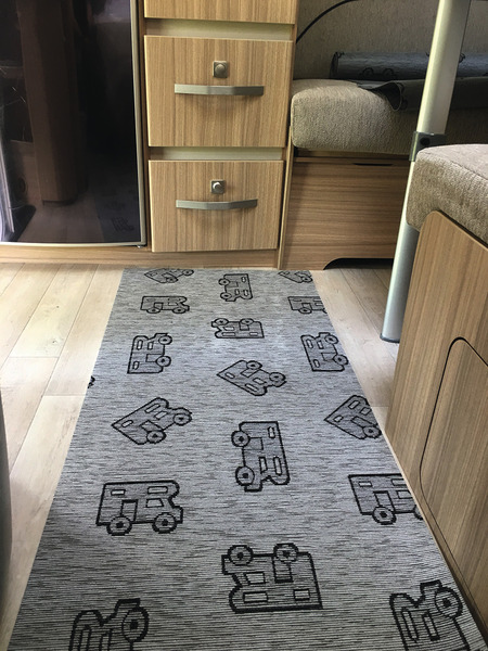 Koberec do interiéru 50 x 150 cm, sivý, vzorovaný, 45 % polyester/55 % bavlna
