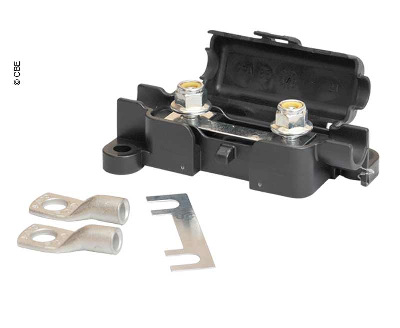 Držiak poistiek 50A/12V s 2 poistkami/káblovými koncovkami