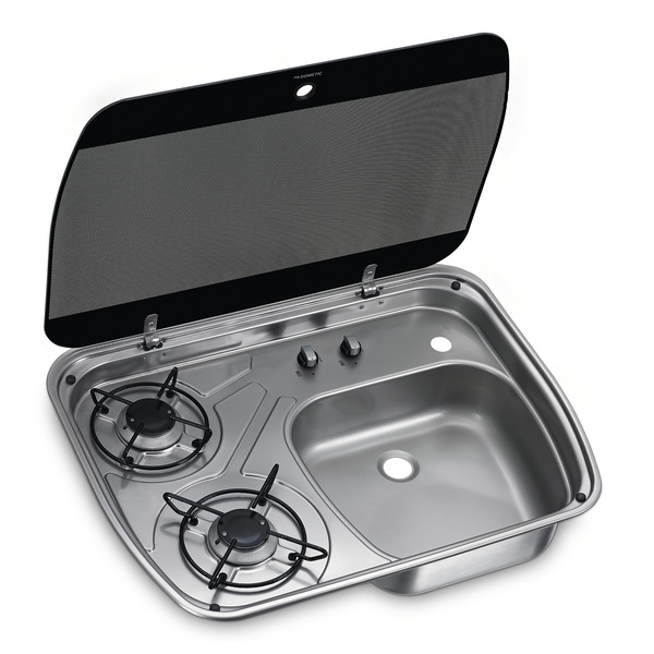 Sink/cooker combination with glass cover Stainless steel 600x445 mm, HSG2445