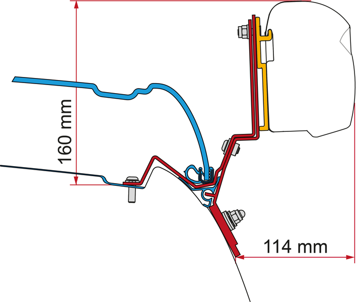 Adaptér na markízu F35 Pro / F43van pre Mercedes Marco Polo s dlhým rázvorom od roku 2014 - pre výsuvnú strechu</p>